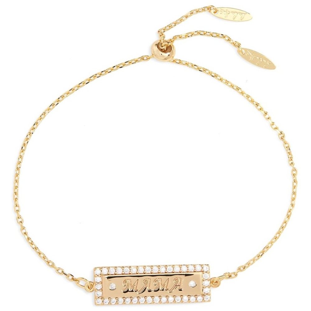 “MAMA” 14k gold plated cubic zirconia bracelet